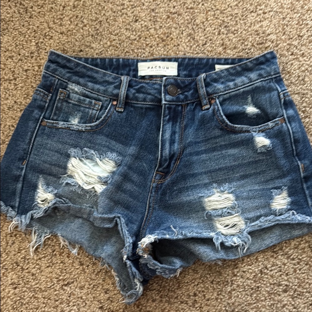 PacSun Blue Distressed Jean Shorts